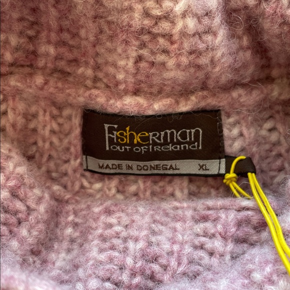 NWT Fisherman Out of Ireland Pink Wool Turtleneck Sweater Women’s Ex-Large (XL) - Picture 7 of 10